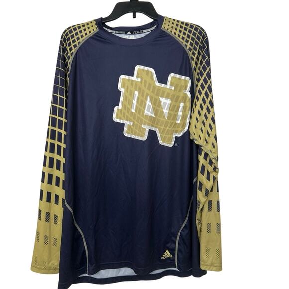 Adidas Notre Dame Fighting Irish Climalite Performance Long Sleeve Shirt XL - Picture 1 of 13